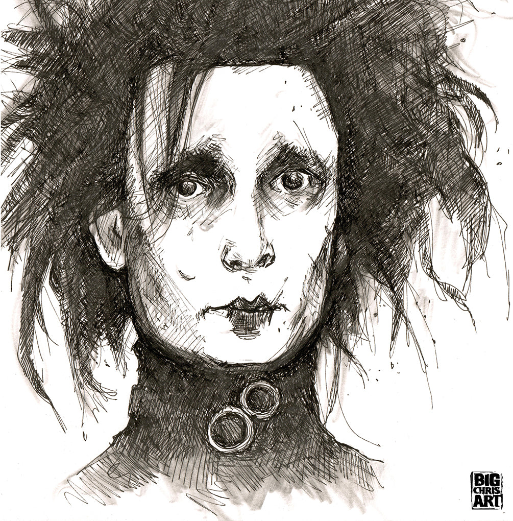 Original Art | Edward Scissorhands | 8.5x9 Original Black Ink Drawing